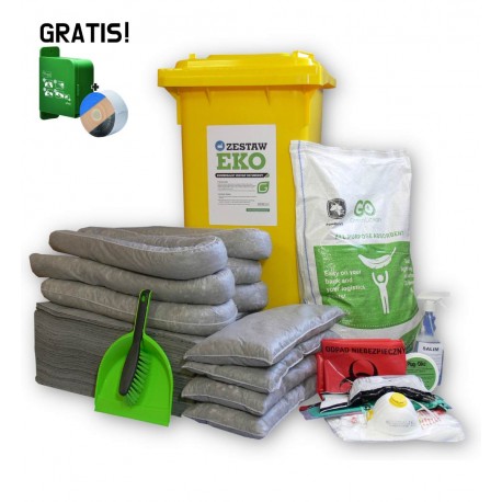 Zestaw mobilny sorbentowy uniwersalny EKO U120, chłonność 90 l + bandaż w dyspenserze gratis!