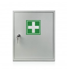 Metalowa apteczka ścienna, szara, 30x35x13 cm