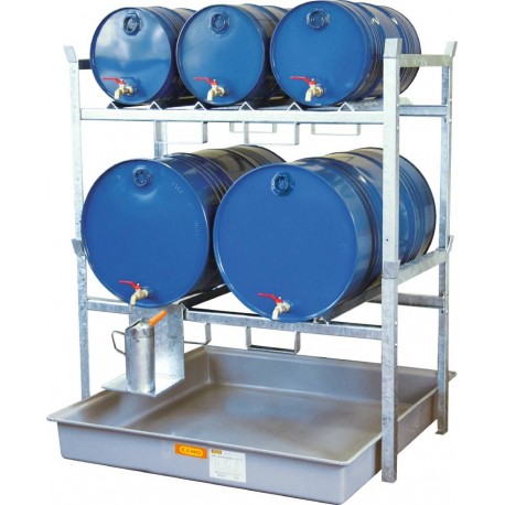 Regał na beczki typ 800 z podporami na beczki 2 x 200 l i 3 x 60 l